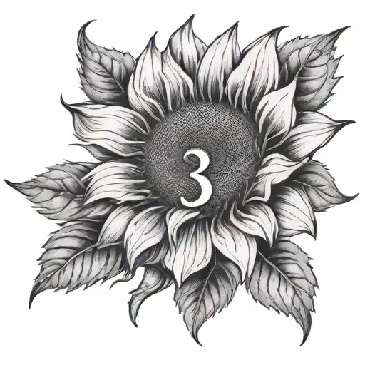 Sunflower With The Number 33 Incorporated
