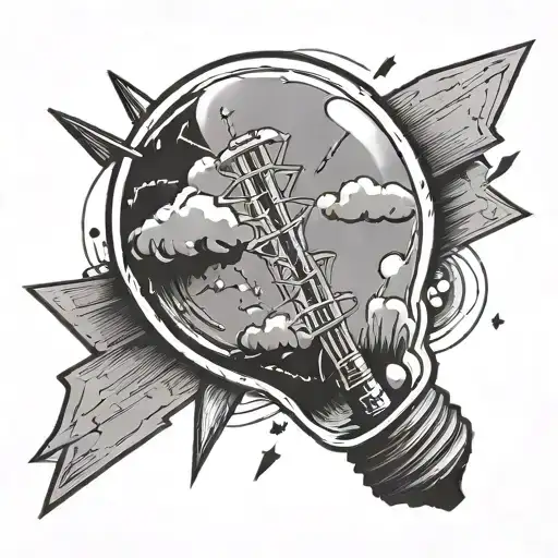 Thunderstorm In Lightbulb Lines Arrow