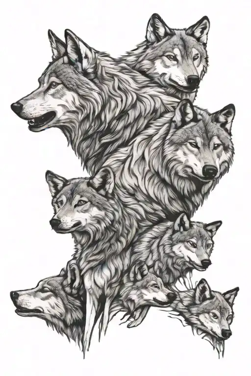 Wolf With Four Cubs 1 Howling