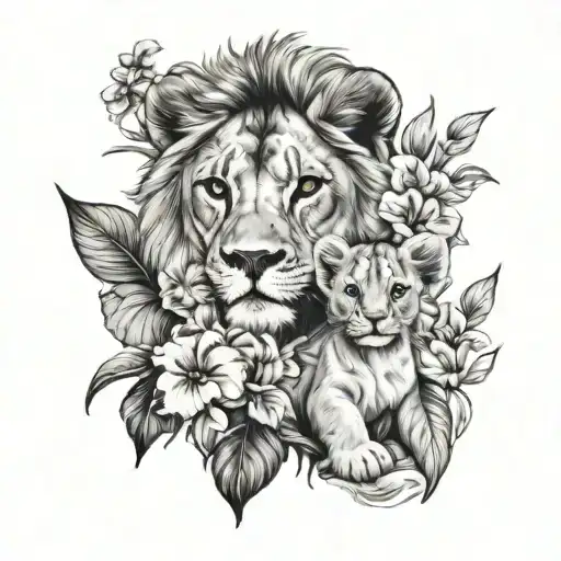 Flowers With Lion Cubs