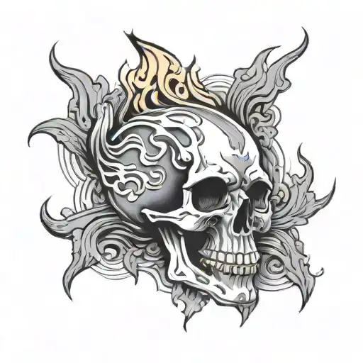 Flames Smoke With Skull