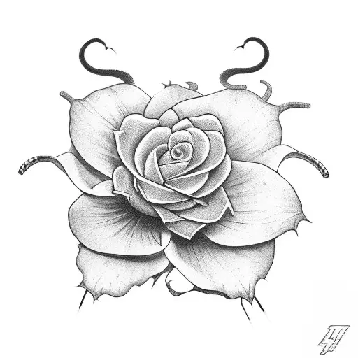 Snake And Columbine Flower