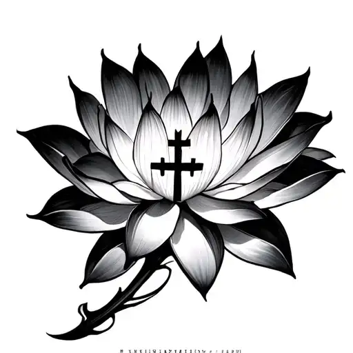 Lotus Flower With A Cross