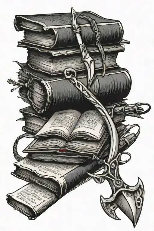 Bow And Arrow With Books And Animal