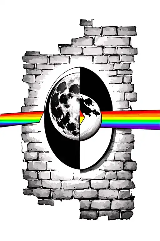 Pink Floyd Brick Wall And Moon And Prism Merged Together