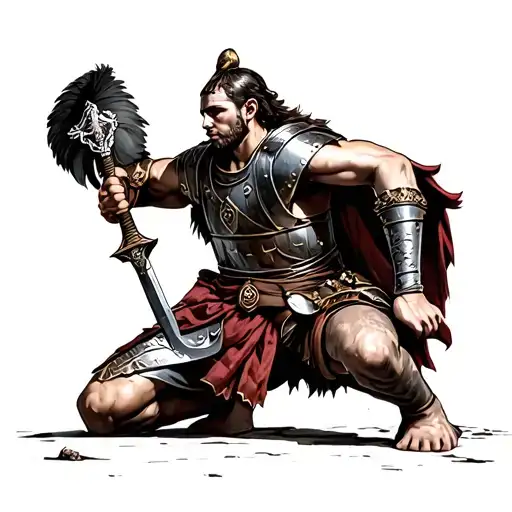 Roman Soldier Kneeling With Speer