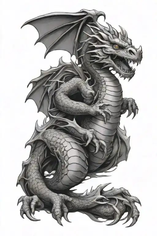 Baby Foot Print And Dragon Wrapped Tattoo