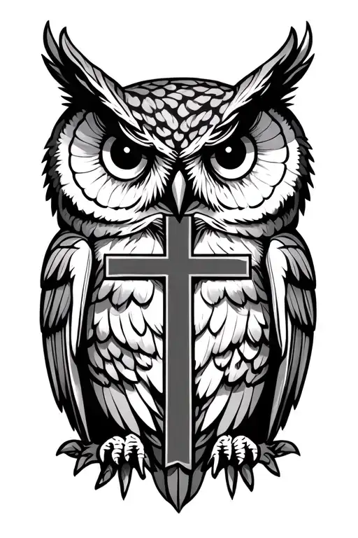 Owl With Cross In The Middle