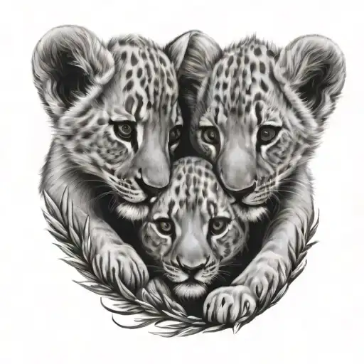 Two Lion Cub Tattoo Design