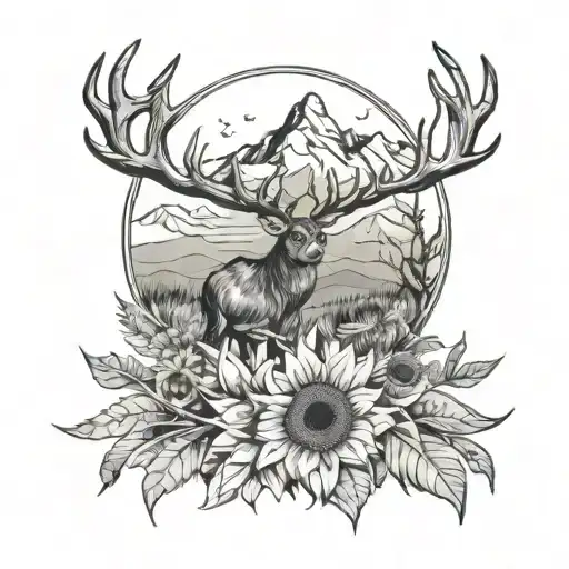 Mule Deer Feathers Sunflower Mountains