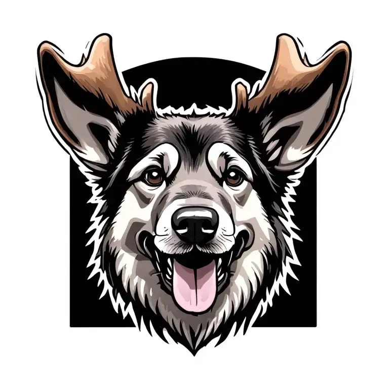 Cartoon Moose As A German Shepherd