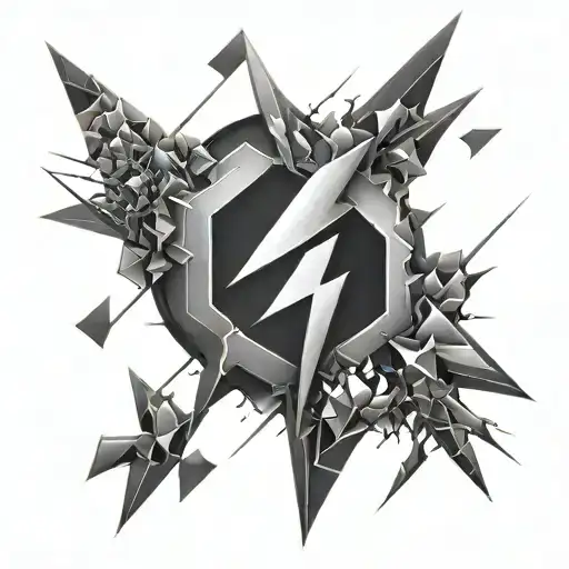 An Abstract Geometric Tattoo Representing The Power Of Thunder And Lightning