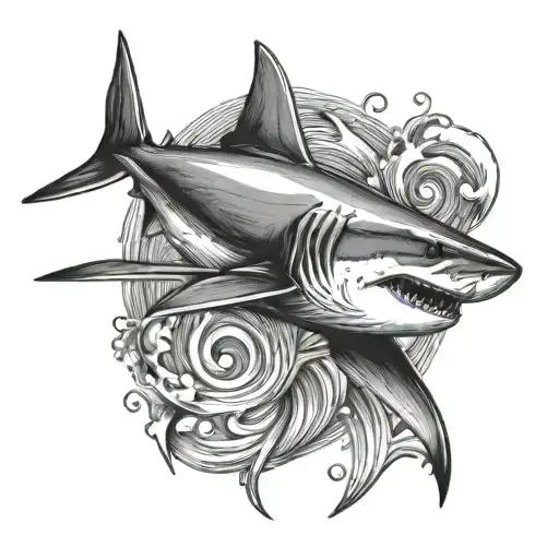 Shark From Above Curled Tail