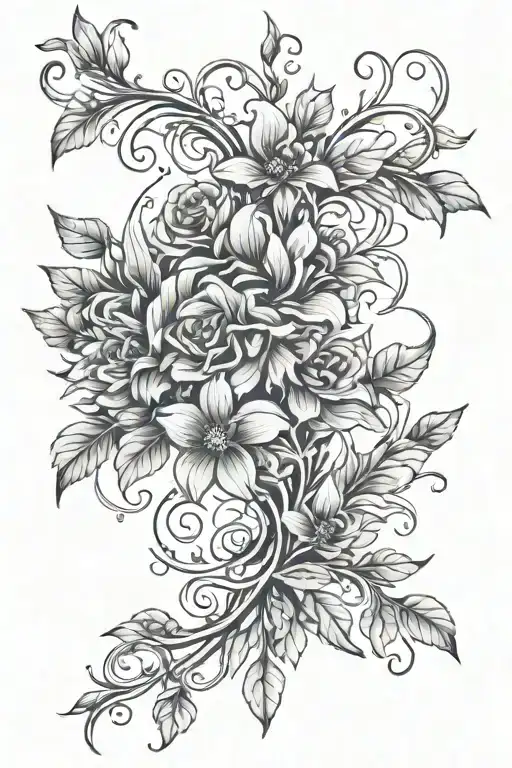 Long Vine Of Flowers Growing