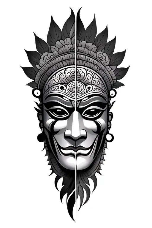 Nepalese Mask Split In Half