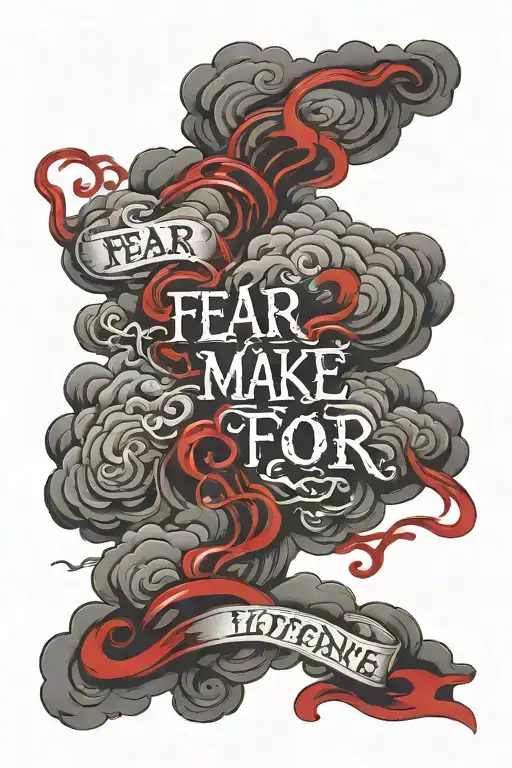 Fear Make Word Fear Red None Cloud Filler And Red Lightning Coming From Under The Clouds