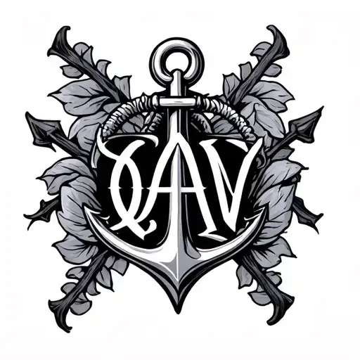 Anchor With Intials Qaw Intertwined Within