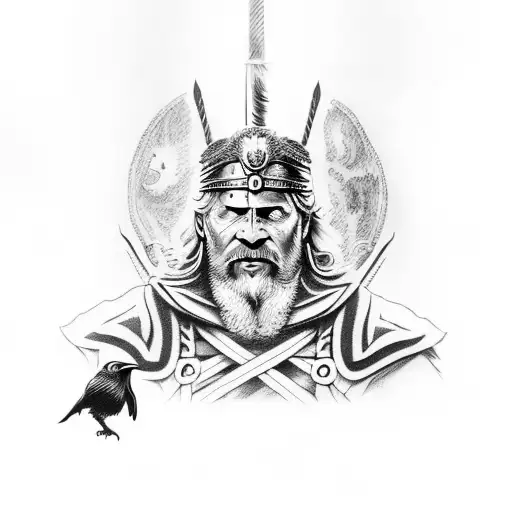 Odin With Ravens And Spear