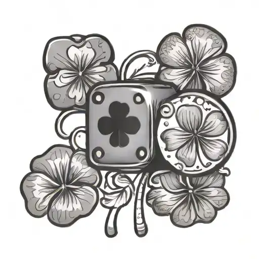 Dice Four Leaf Clover Lucky Penny Design