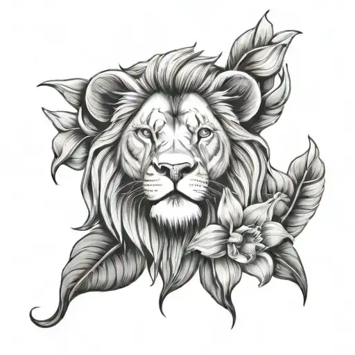 Lion With Daffodils