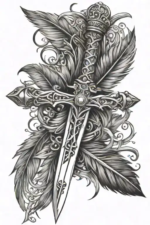 Sword Surrounded With Feather