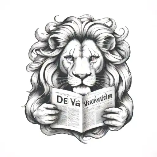 Dutch Lion Holding A Newspaper Called 'De Waarheid'