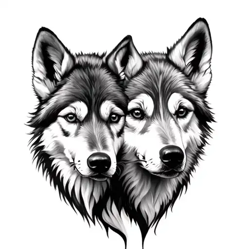 3 Arctic Wolf Pups Heads