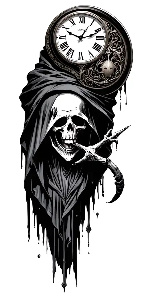 Grim Reaper With A Clock Face Surrounded
