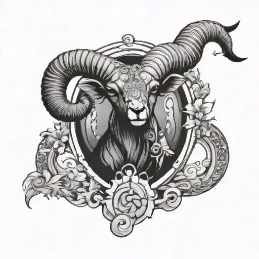 Aries Zodiac Symbol Incorporating Elements