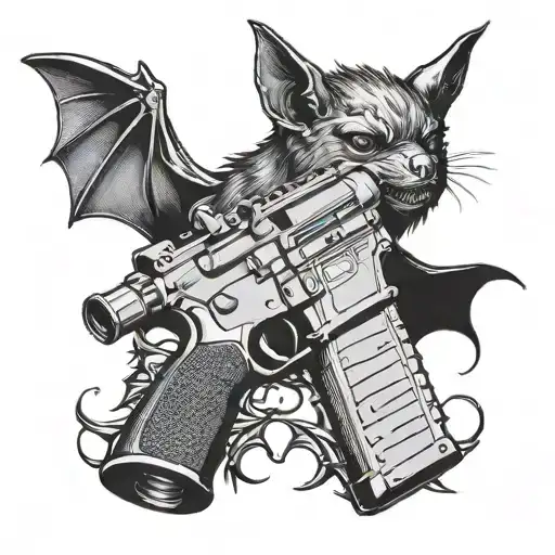 Bat Holding Ar 15 Rifle