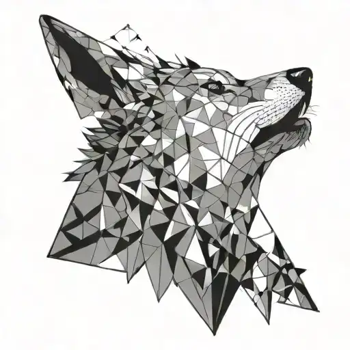 Geometric Howling Wolf With Triangles Breaking Off