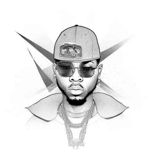 Create A Portrait Of A Famous Rapper With Intricate Patterns In The Background