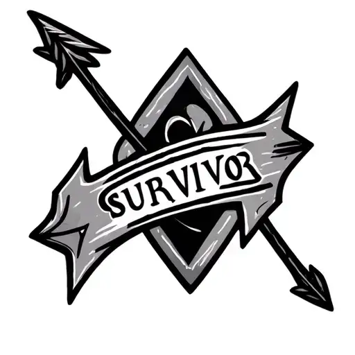 Arrow With Heartbeat String With The Word Survivor In The Middle