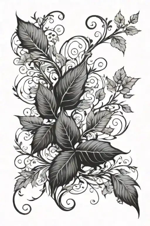 Feminine Nature Inspired Sleeve Featuring Leafy Vines