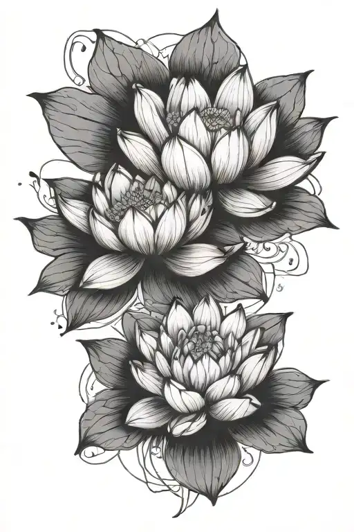 Lotus Flower Fine Line Tattoo Design