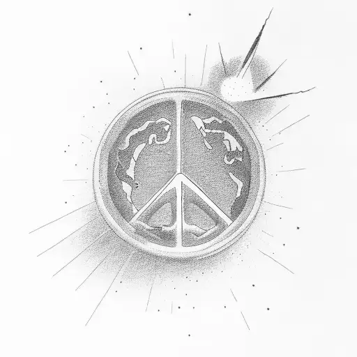 Peace Simbol With Two Birthday Dates And A Hummynbird Fliying Arround