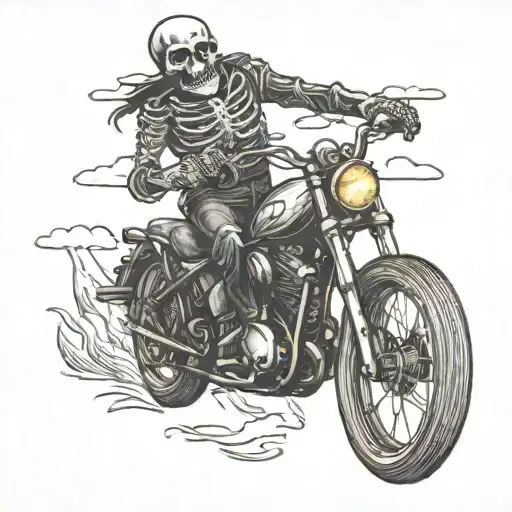 Skeleton Biker Riding Into Sunset