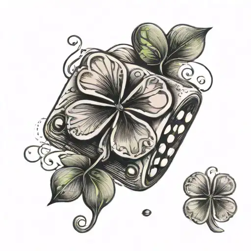 Four Leaf Clover And Penny Inside Dice