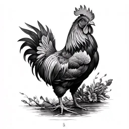 Pisces And Rooster Neck And Head