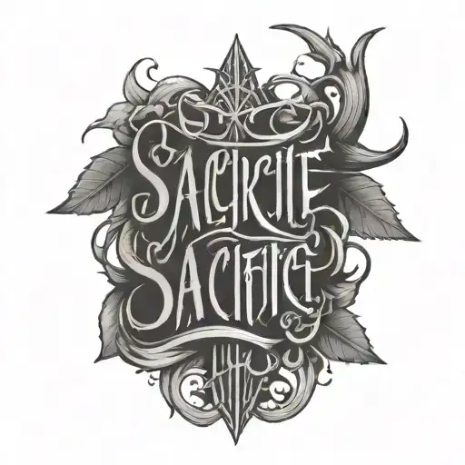 Sacrifice Lettering With Thorns And Vines Wrapped