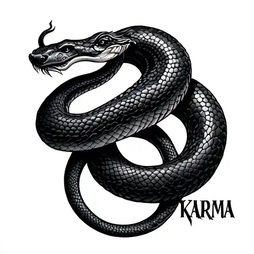 Karma Word And Snake Coiled