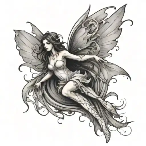 Fairy With Broken Wings Flying