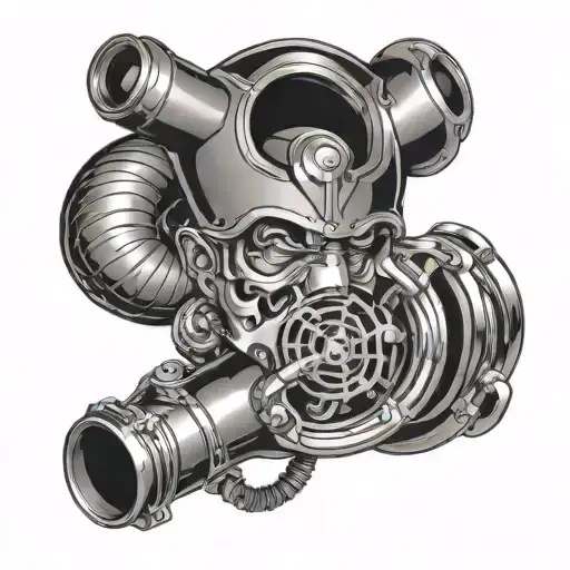 Car Turbo Charger New School Tattoo Featuring Face And Air Flow