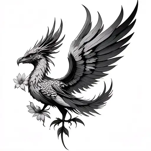 Phoenix With Snapdrago Flower Elements As The Wing Feather And Head