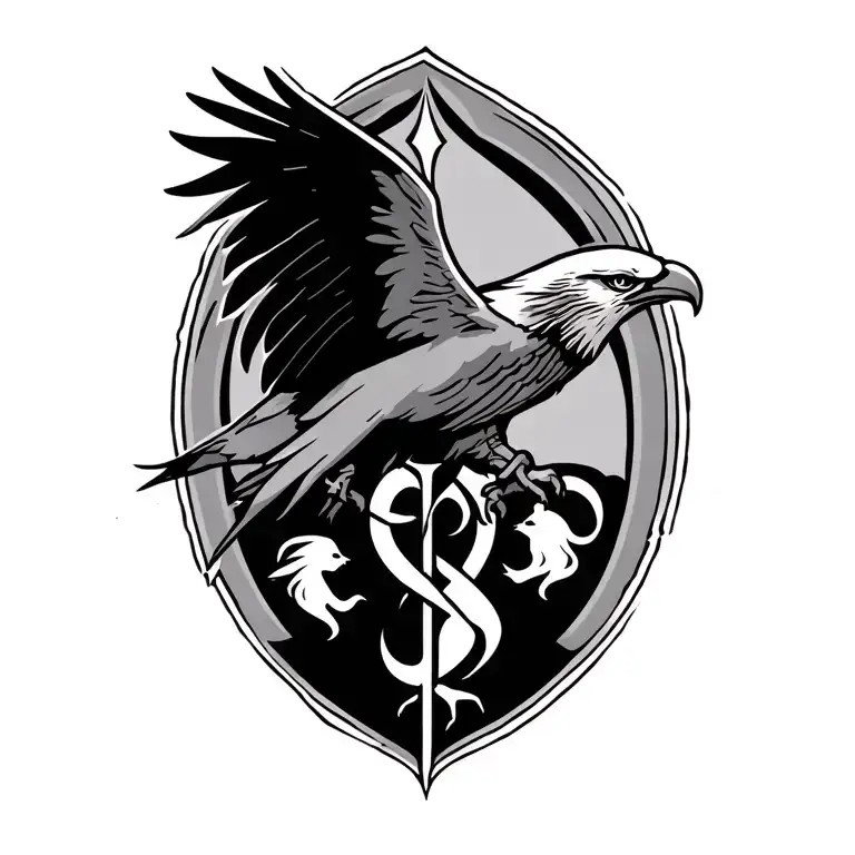 Red Kite Flying With Viking Symbol For Family