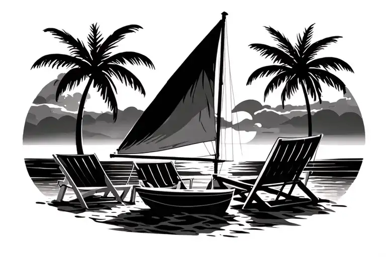 Palm Beach Sunset Deckchairs Sailboat