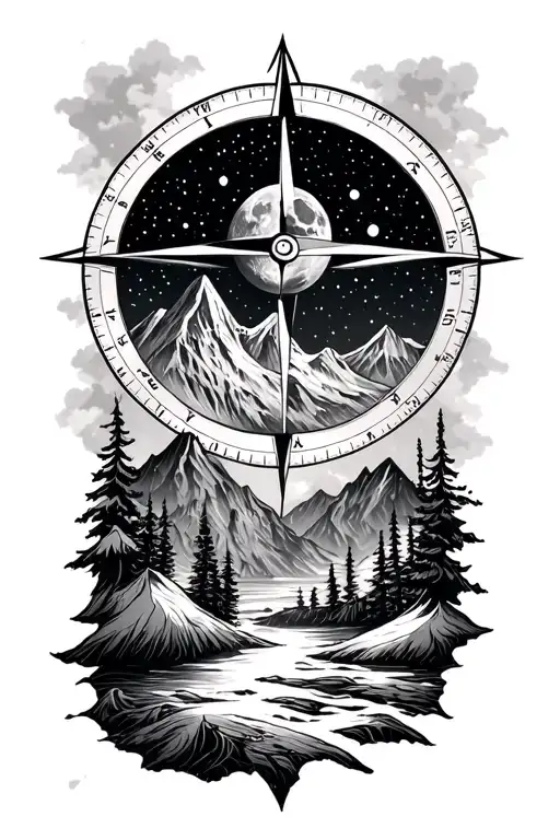 Compass Mountains Moon