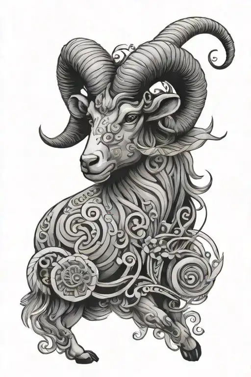 Aries Zodiac Symbol Incorporating Elements