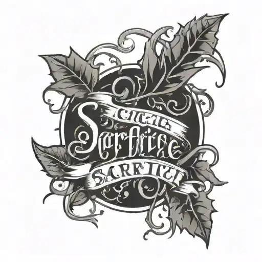 Sacrifice Lettering With Thorns And Vines