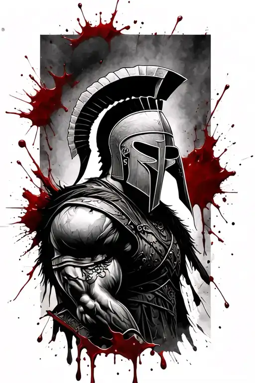 Defiant Spartan Warrior Blood Spatter Full Body